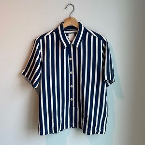 Sandro blue and white stripe short sleeve